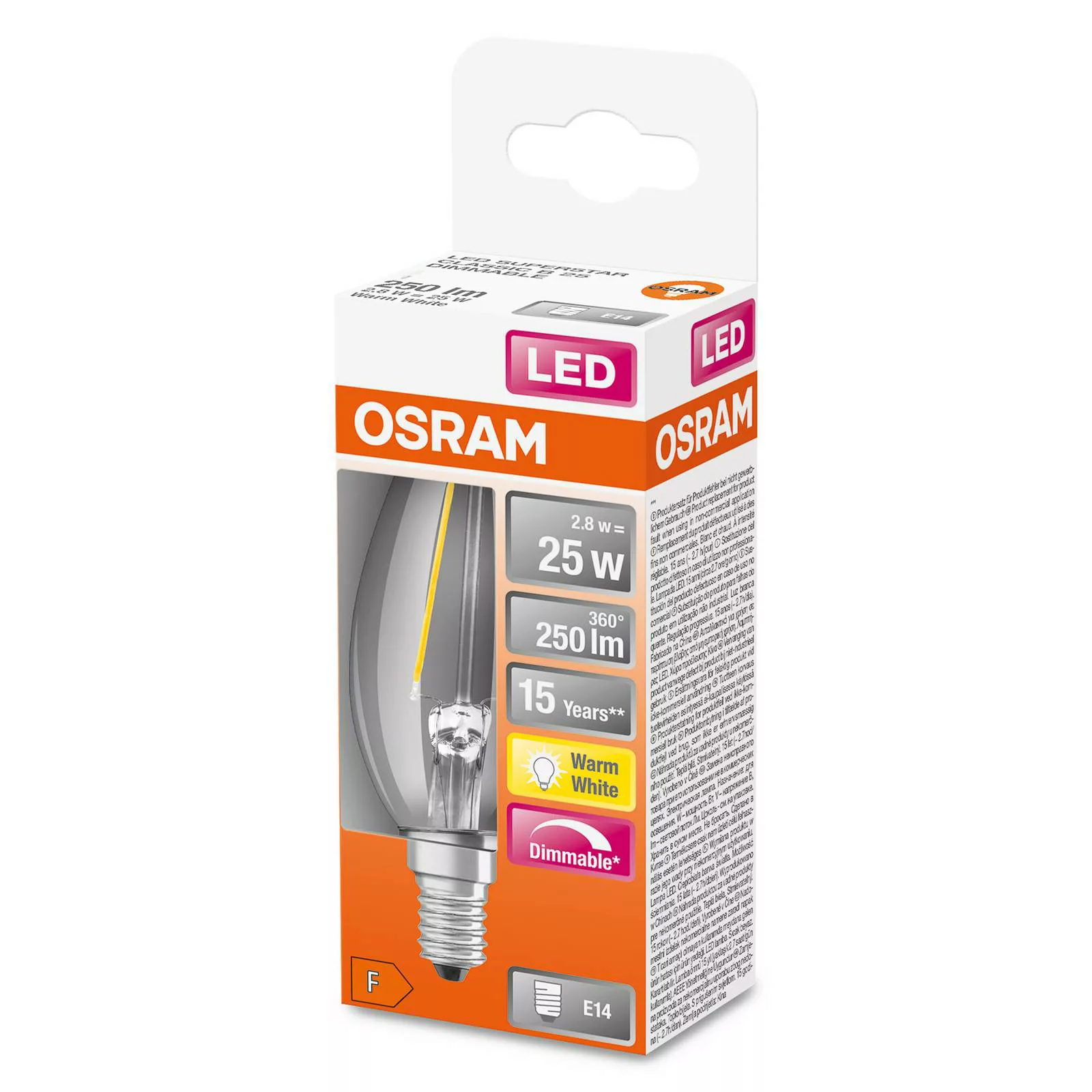 OSRAM LED-Kerzenlampe E14 2,8W 827 dimmbar klar günstig online kaufen