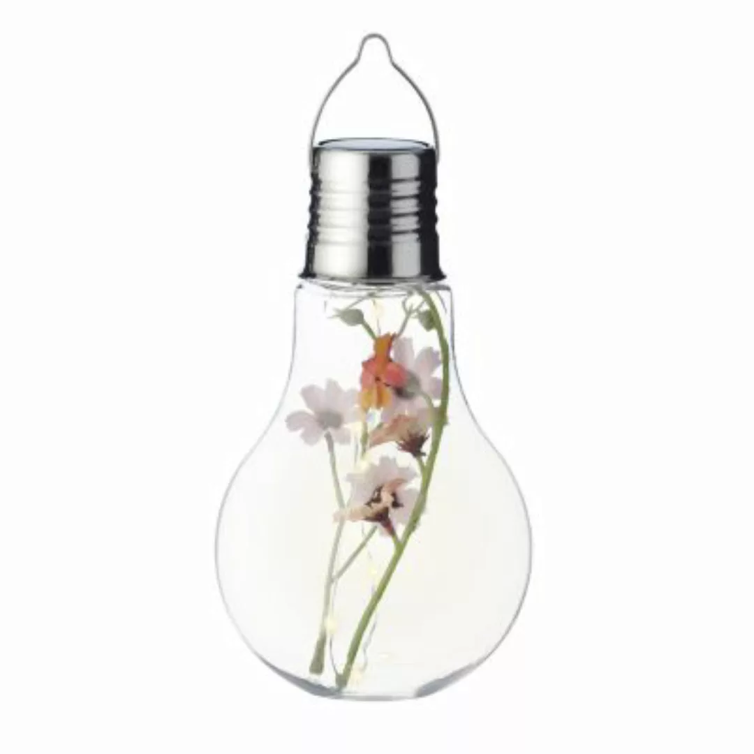 MARELIDA LED Solar XL Glühbirne mit Blumen H: 18cm transparent günstig online kaufen