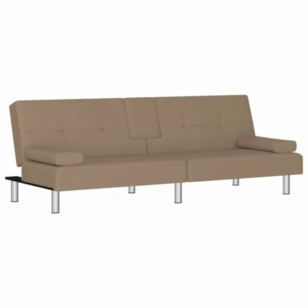 vidaXL Schlafsofa, Sofa mit Getränkehaltern Cappuccino Kunstleder günstig online kaufen