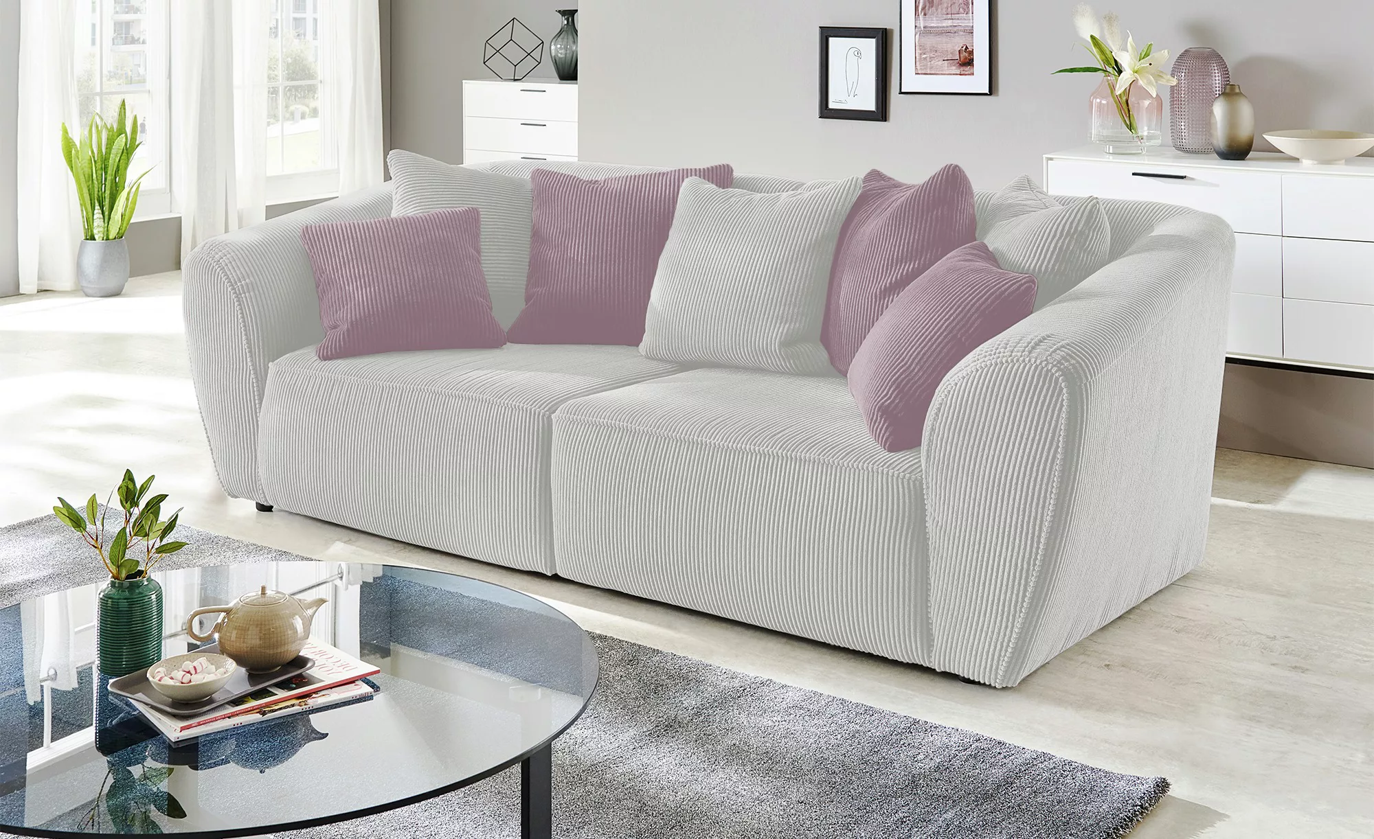 smart Big Sofa  Savita ¦ grau ¦ Maße (cm): B: 250 H: 81 T: 106 Polstermöbel günstig online kaufen