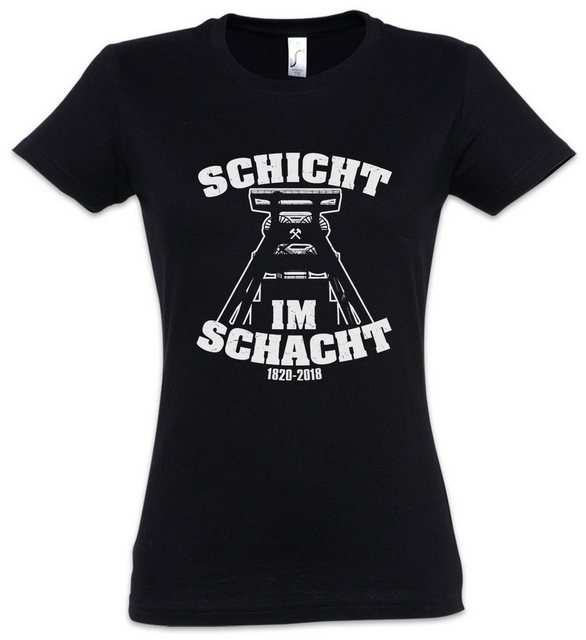 Urban Backwoods Print-Shirt Schicht Im Schacht Damen T-Shirt Kohle Bergwerk günstig online kaufen