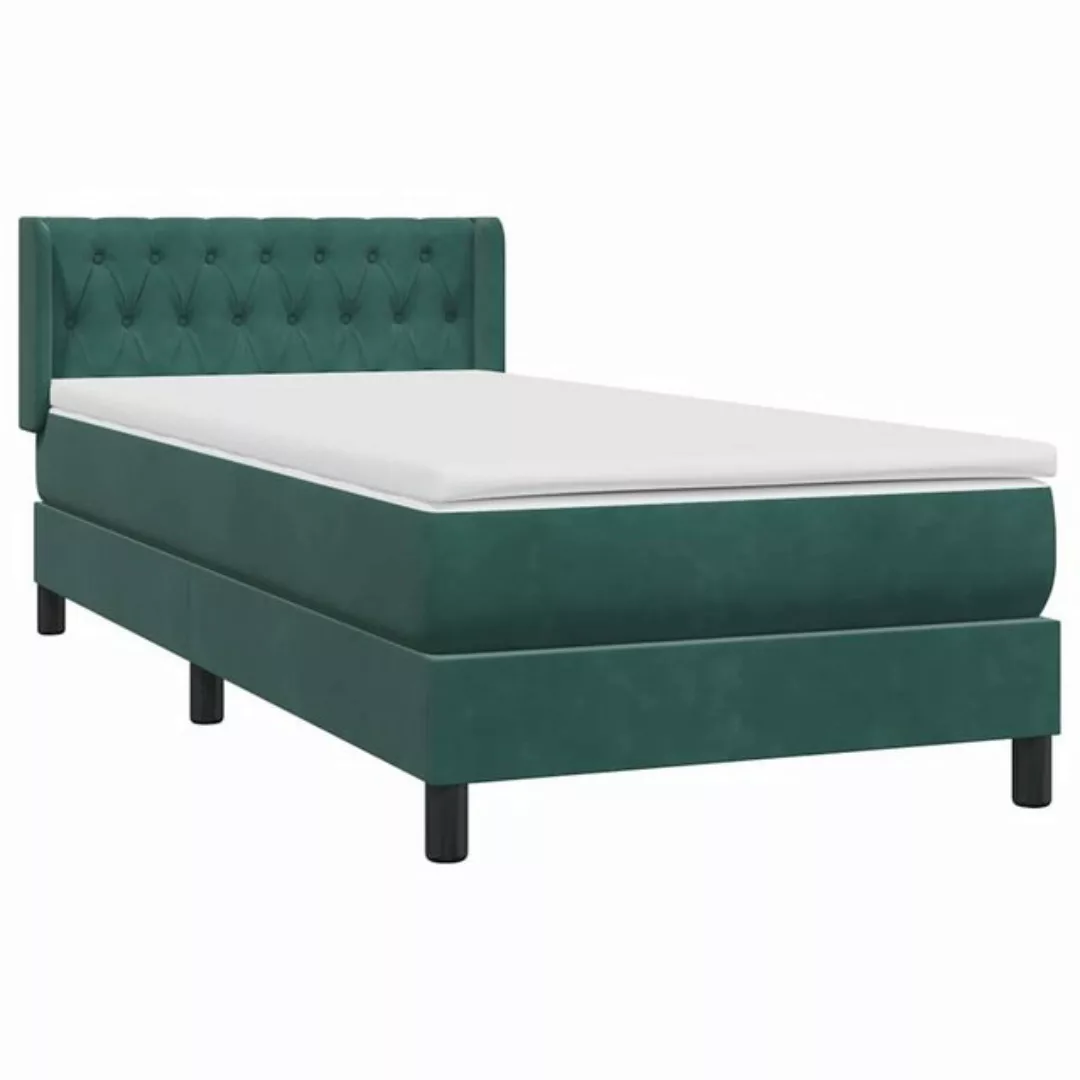 vidaXL Bett Boxspringbett mit Matratze Dunkelgrün 90x220 cm Samt günstig online kaufen