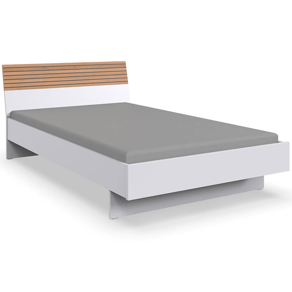 Jugendbett 120x200 cm modern in weiß mit Akustikpaneel-Optik RICCIONE-43 günstig online kaufen
