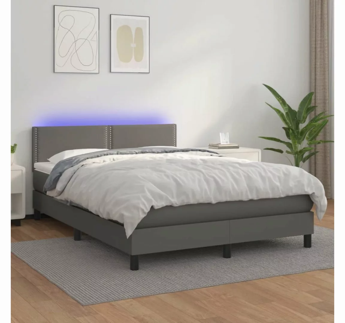 vidaXL Boxspringbett Bett Boxspringbett mit Matratze & LED Kunstleder (140 günstig online kaufen