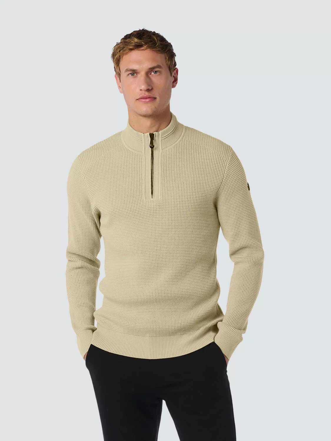 NO EXCESS Rollkragenpullover "No Excess Jacquard-Pullover mit halbem Reißve günstig online kaufen