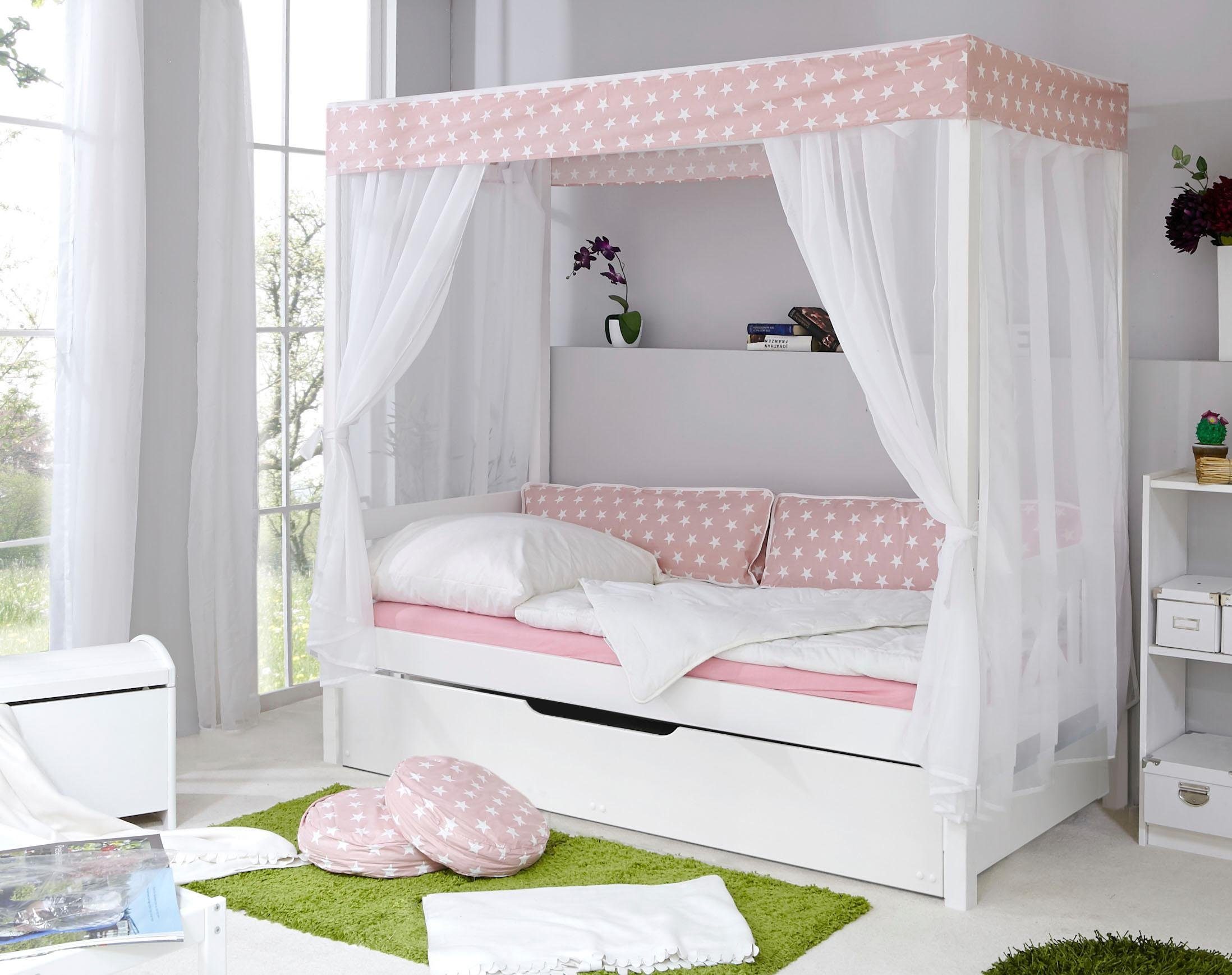 Ticaa Himmelbett "Lino", Himmelbett, inkl. Schubkasten und Rollrost günstig online kaufen