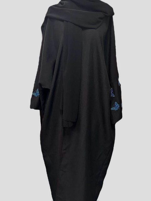 Aymasal Maxikleid 2er Set Hijab & Schmetterling Stickerei Kimono Butterfly günstig online kaufen