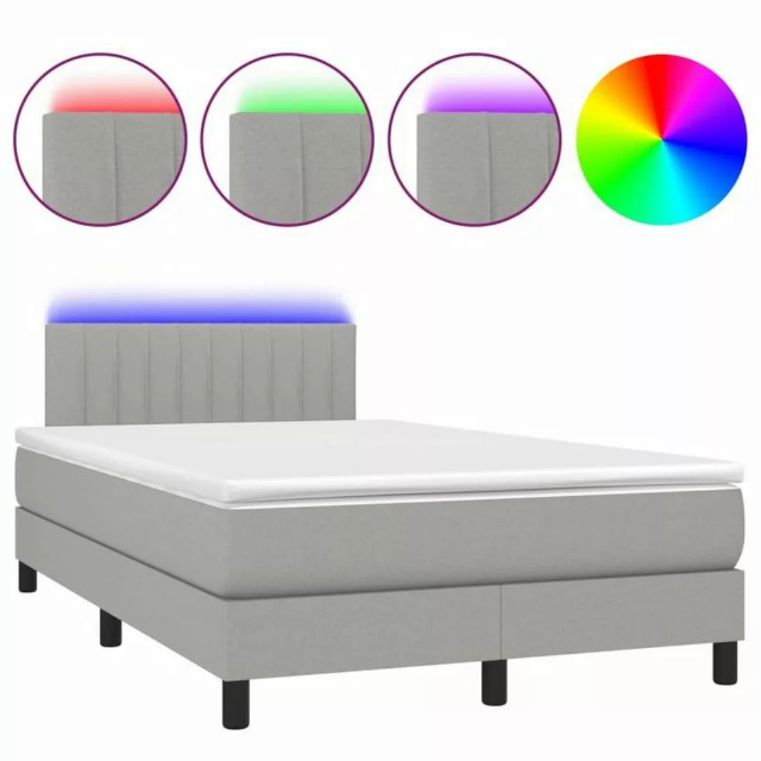 vidaXL Boxspringbett Boxspringbett mit Matratze LED Hellgrau 120x200 cm Sto günstig online kaufen