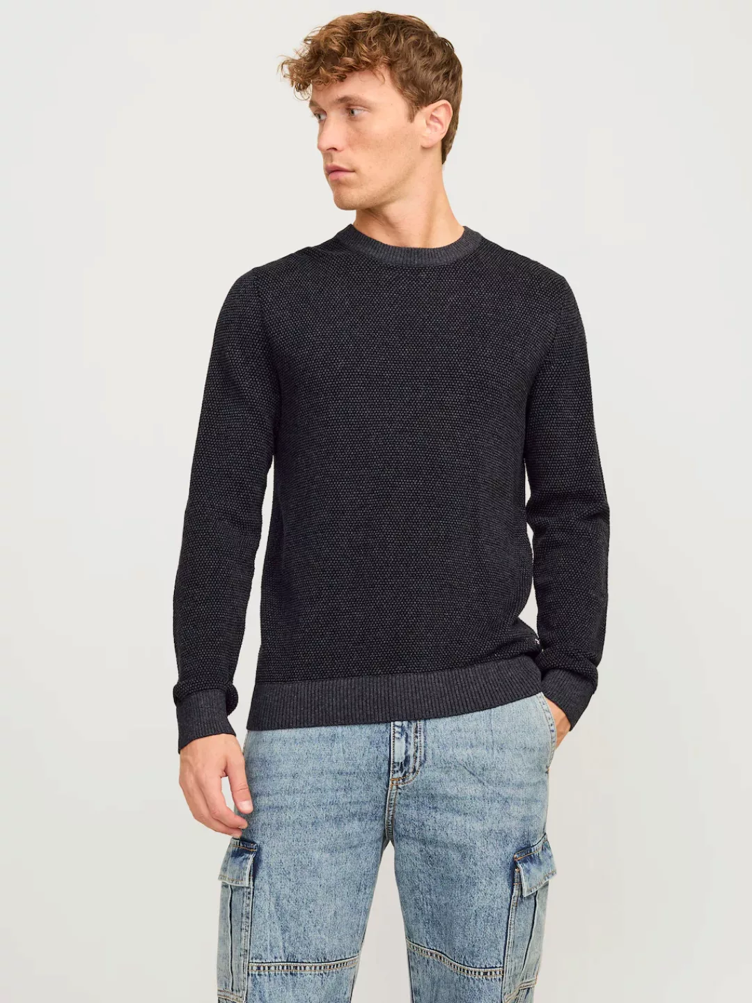 Jack & Jones Rundhalspullover JJEGLOBE KNIT CREW NECK NOOS in Strick Optik günstig online kaufen