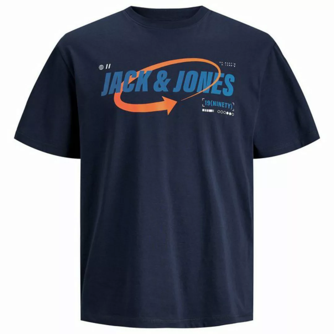 Jack & Jones Rundhalsshirt Große Größen Herren T-Shirt navy Logoprint Jack& günstig online kaufen