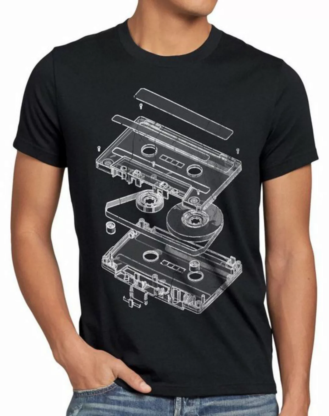 style3 T-Shirt Tape Kassette mc dj 3D turntable ndw analog disko cd 80er günstig online kaufen