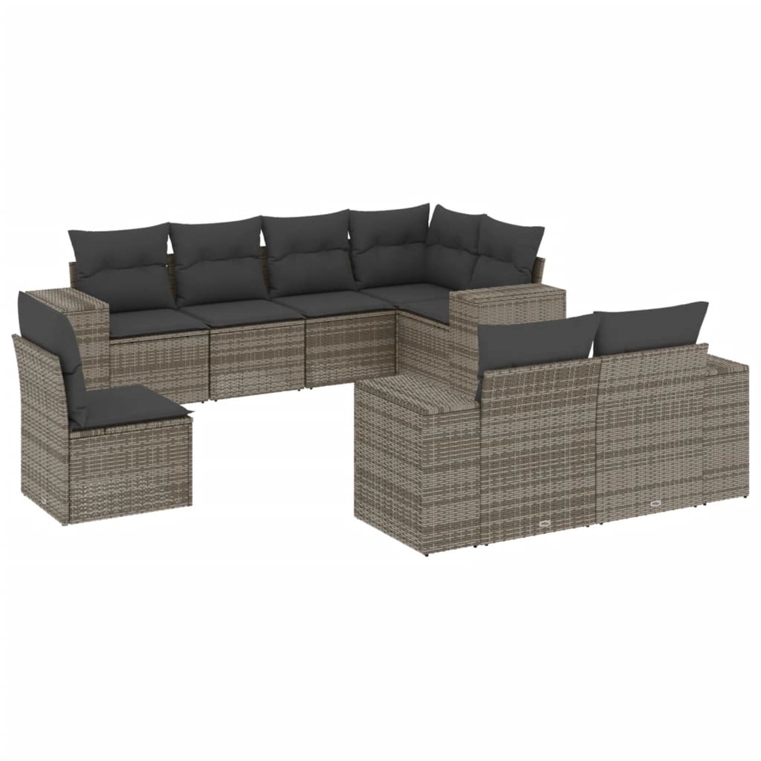 vidaXL 8-Tlg Garten-Sofagarnitur mit Kissen Grau Poly Rattan 3222839 günstig online kaufen