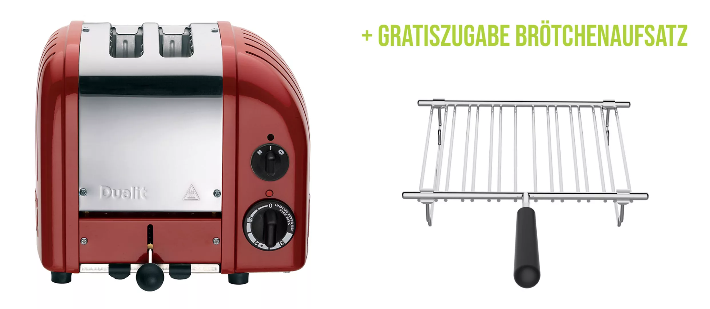 Classic Toaster Premium 2-Schlitz inkl. Gratis Brötchenaufsatz Rot günstig online kaufen