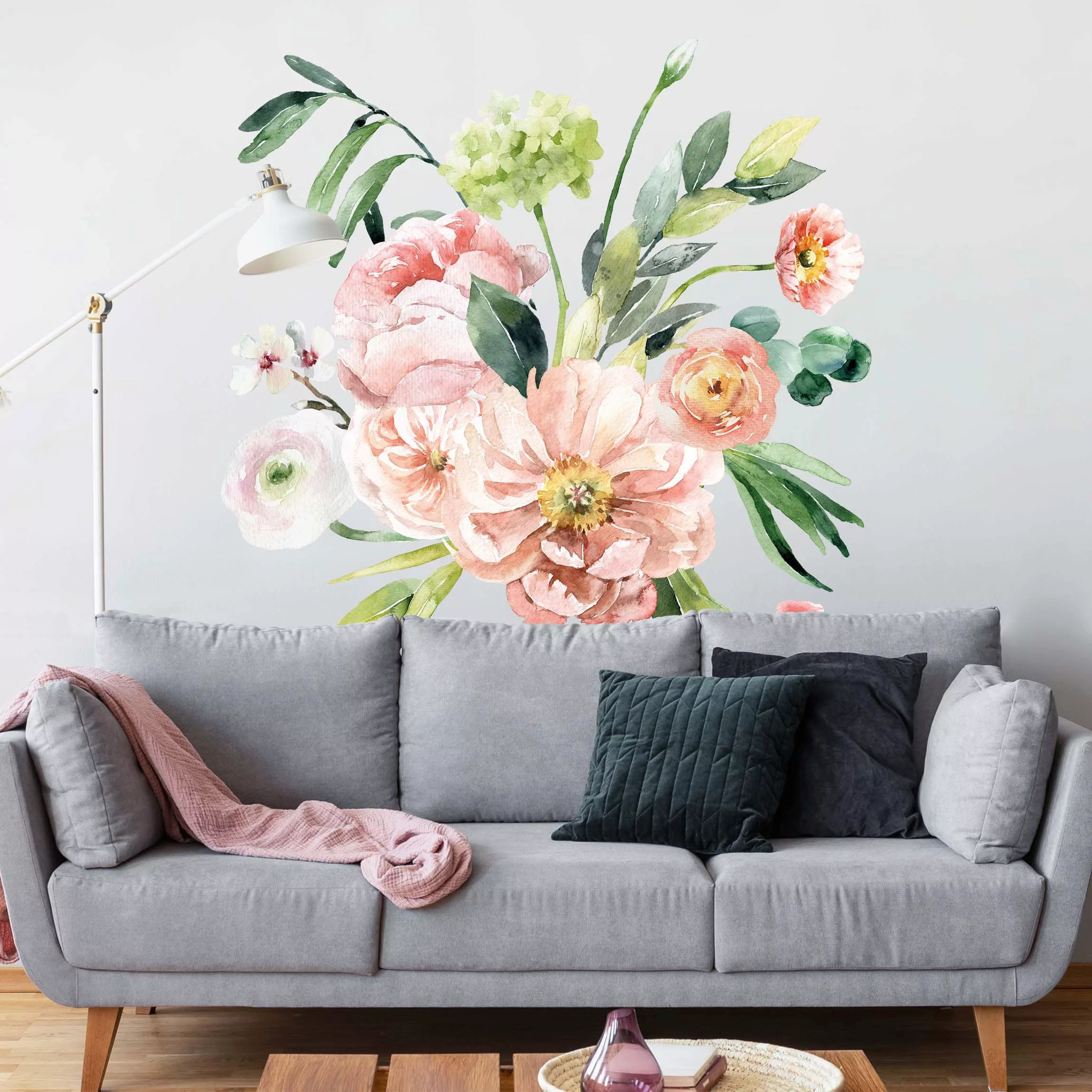 Wandtattoo Aquarell Rosa Blüten Bouquet XXL günstig online kaufen