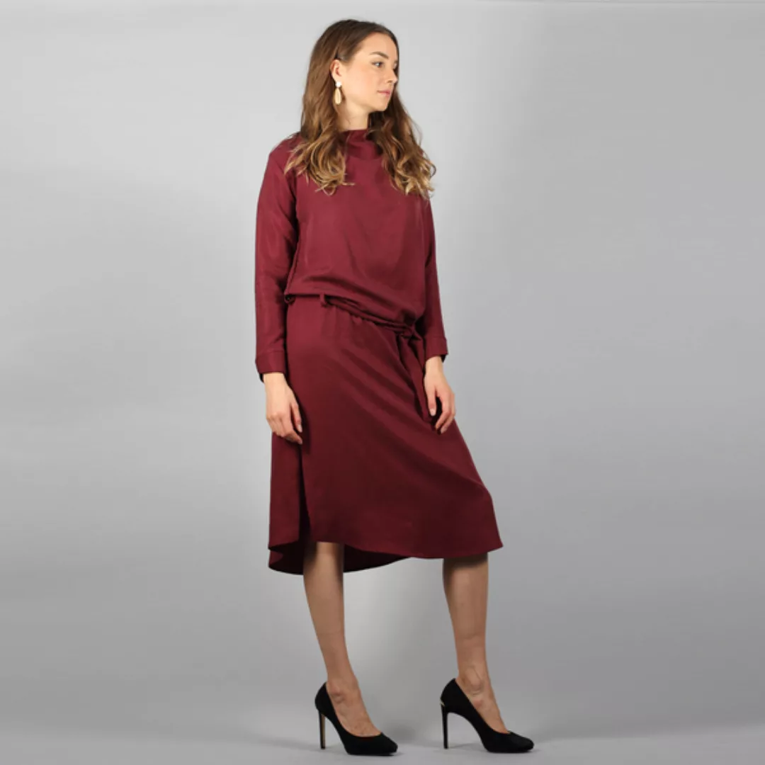 Langärmeliges Tencel Kleid Nyla In Schwarz, Gelb Oder Bordeaux günstig online kaufen