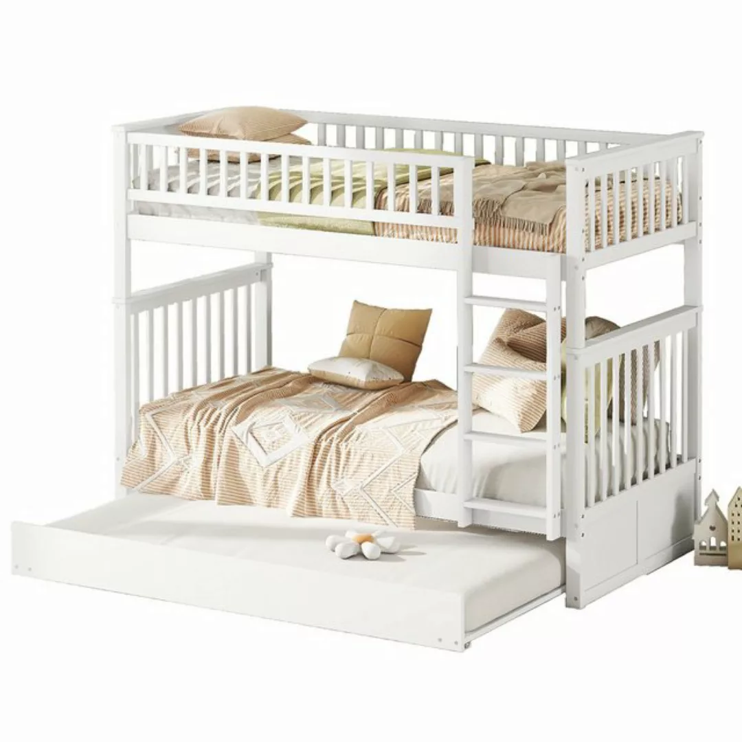 MODFU Etagenbett mit Ausziehbett Hohe Geländer Stabile Treppe (Kinderbetten günstig online kaufen