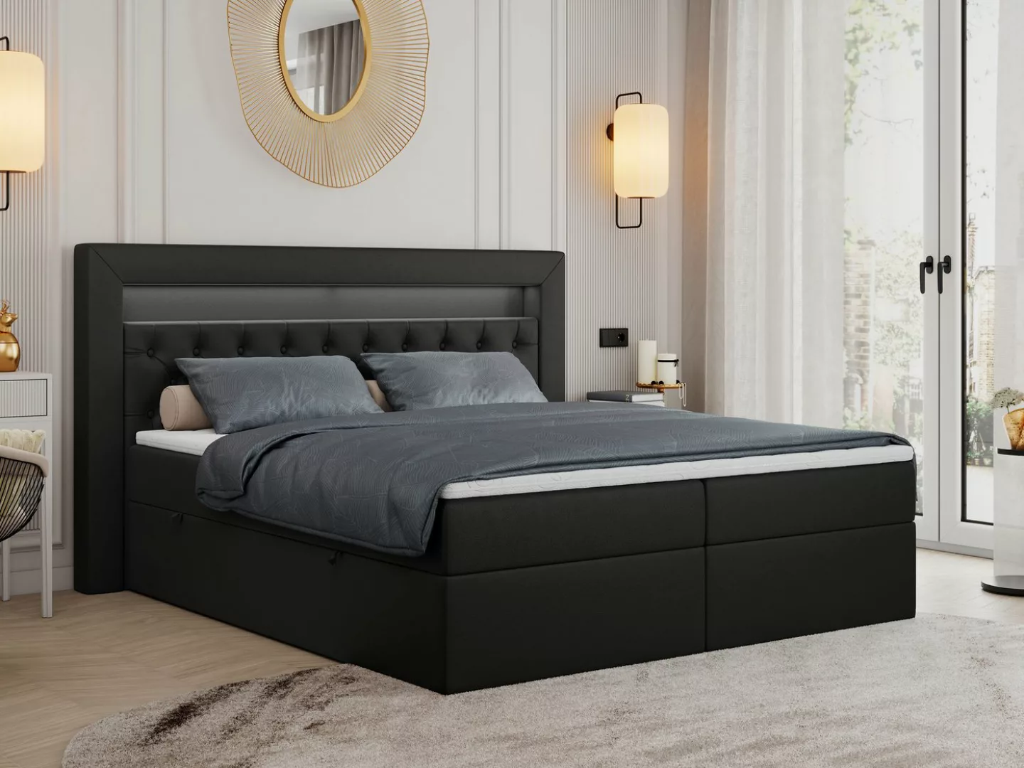 MKS MÖBEL Boxspringbett Gold 6, mit Bettkasten, Doppelbett mit Multipocket- günstig online kaufen