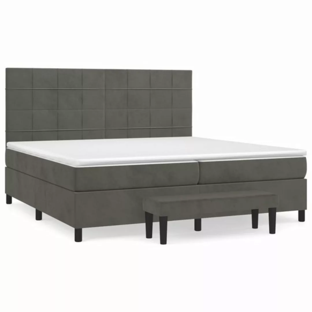 vidaXL Bettgestell Boxspringbett mit Matratze Dunkelgrau 200x200 cm Samt Be günstig online kaufen