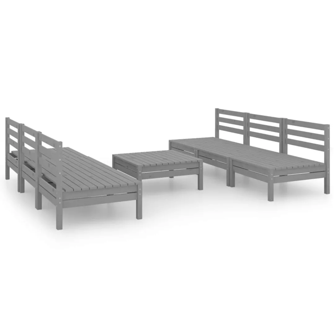 7-tlg. Garten-lounge-set Grau Kiefer Massivholz günstig online kaufen