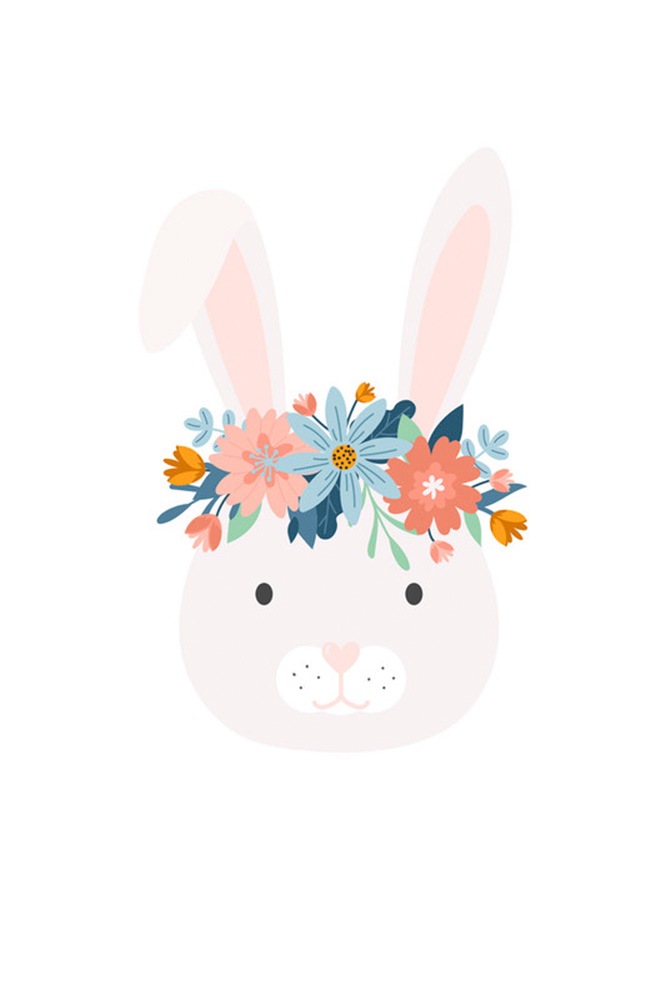 A.S. Création Leinwandbild "Flower Bunny 2 - Wandbild Weiß Bunt Blau Keilra günstig online kaufen