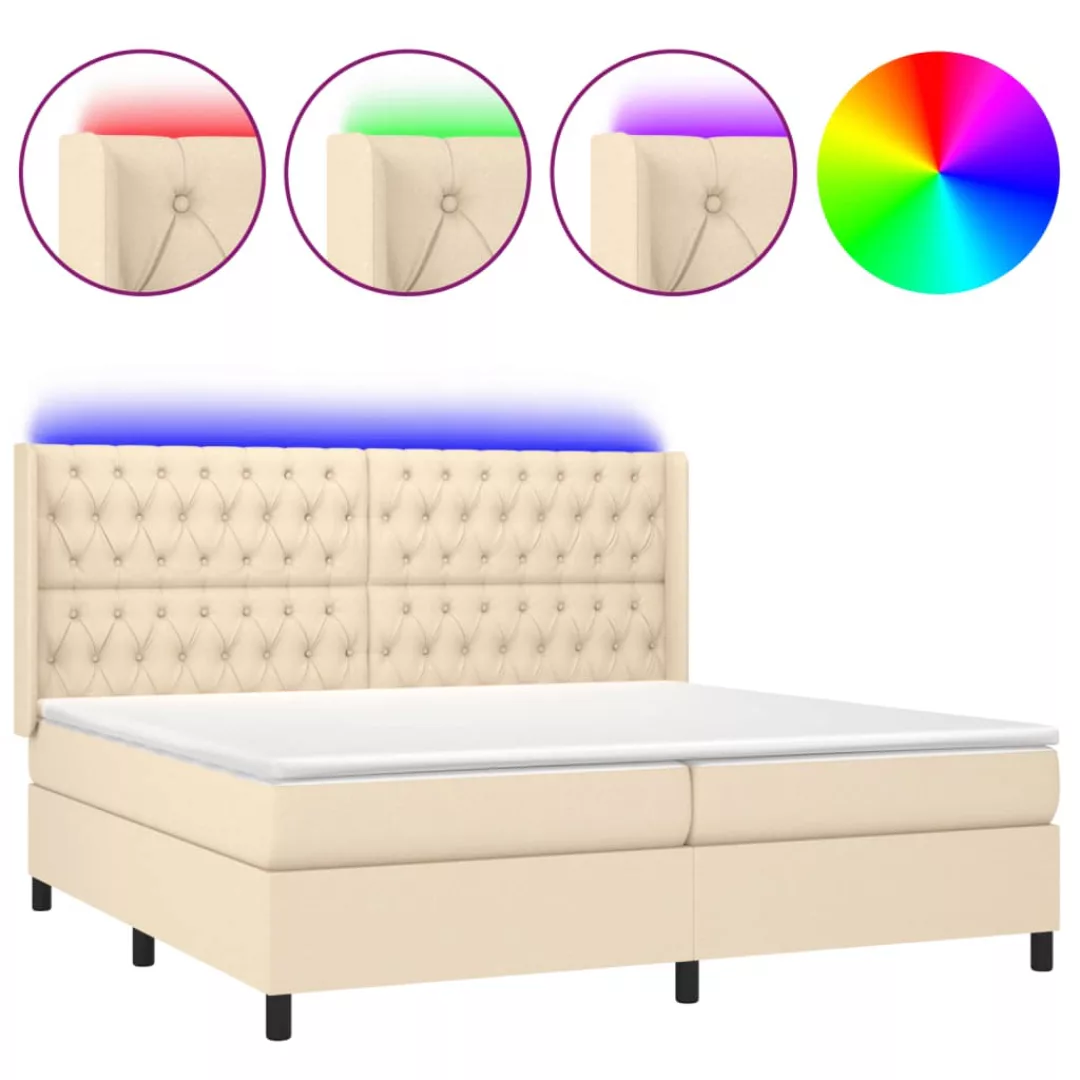 Vidaxl Boxspringbett Mit Matratze & Led Creme 200x200 Cm Stoff günstig online kaufen