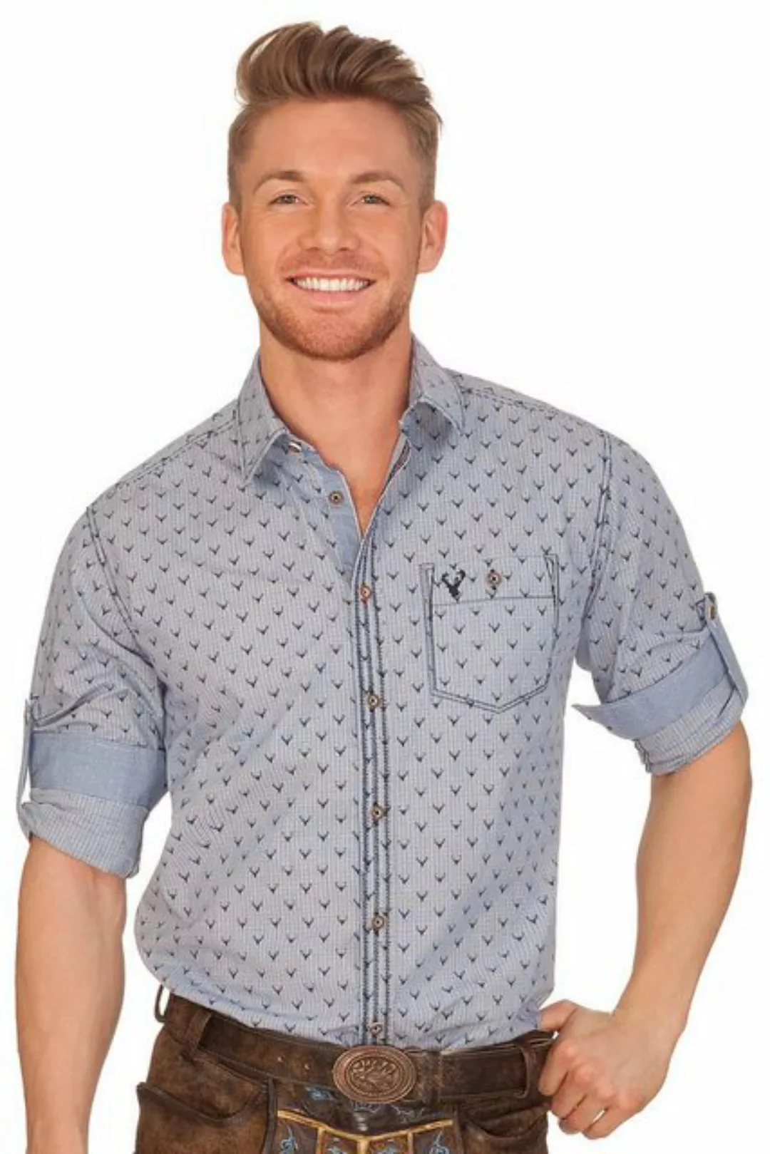 KRÜGER BUAM Trachtenhemd Trachtenhemd - DEER - hellblau günstig online kaufen