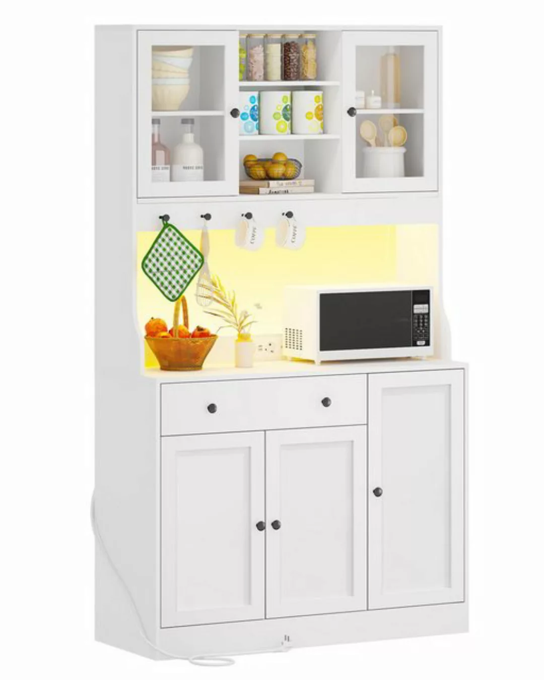 MSMASK Küchenbuffet Küchenschrank Sideboard mit LED, Arbeitsplatte,Schublad günstig online kaufen