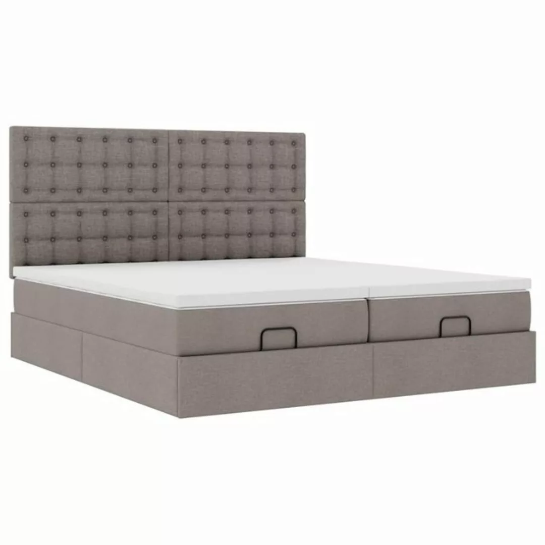 vidaXL Bett, Ottoman-Bett mit Matratzen & LEDs Taupe 180x200 cm Stoff günstig online kaufen