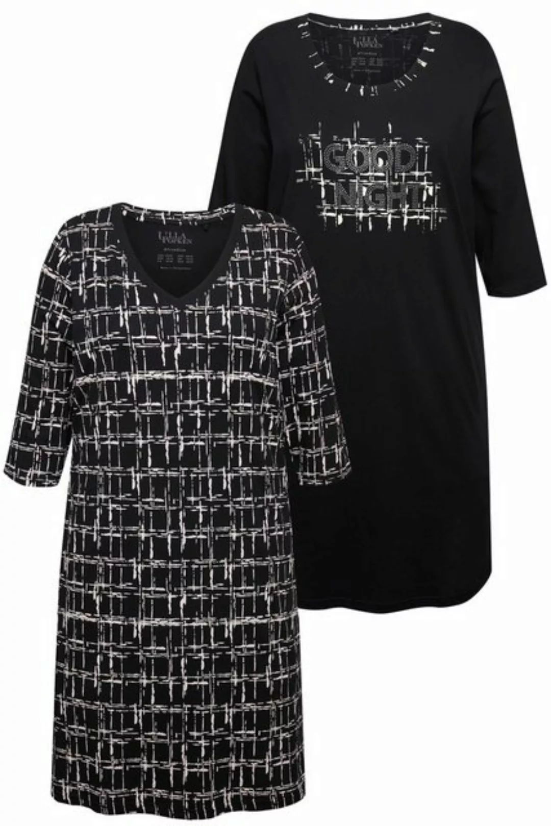 Ulla Popken Bigshirt Bigshirts 2er-Pack Rundhals/V-Ausschnitt 3/4-Arm günstig online kaufen