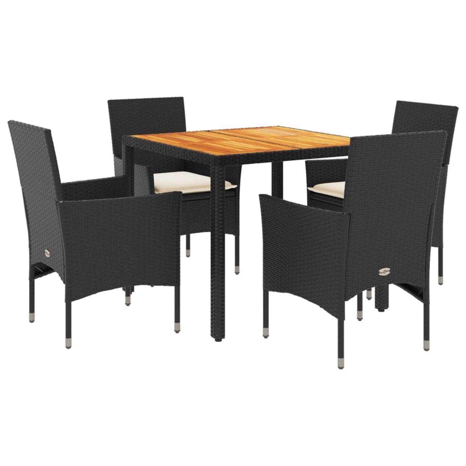 vidaXL 5-Tlg Garten-Essgruppe mit Kissen Schwarz Poly Rattan Akazie 3278664 günstig online kaufen