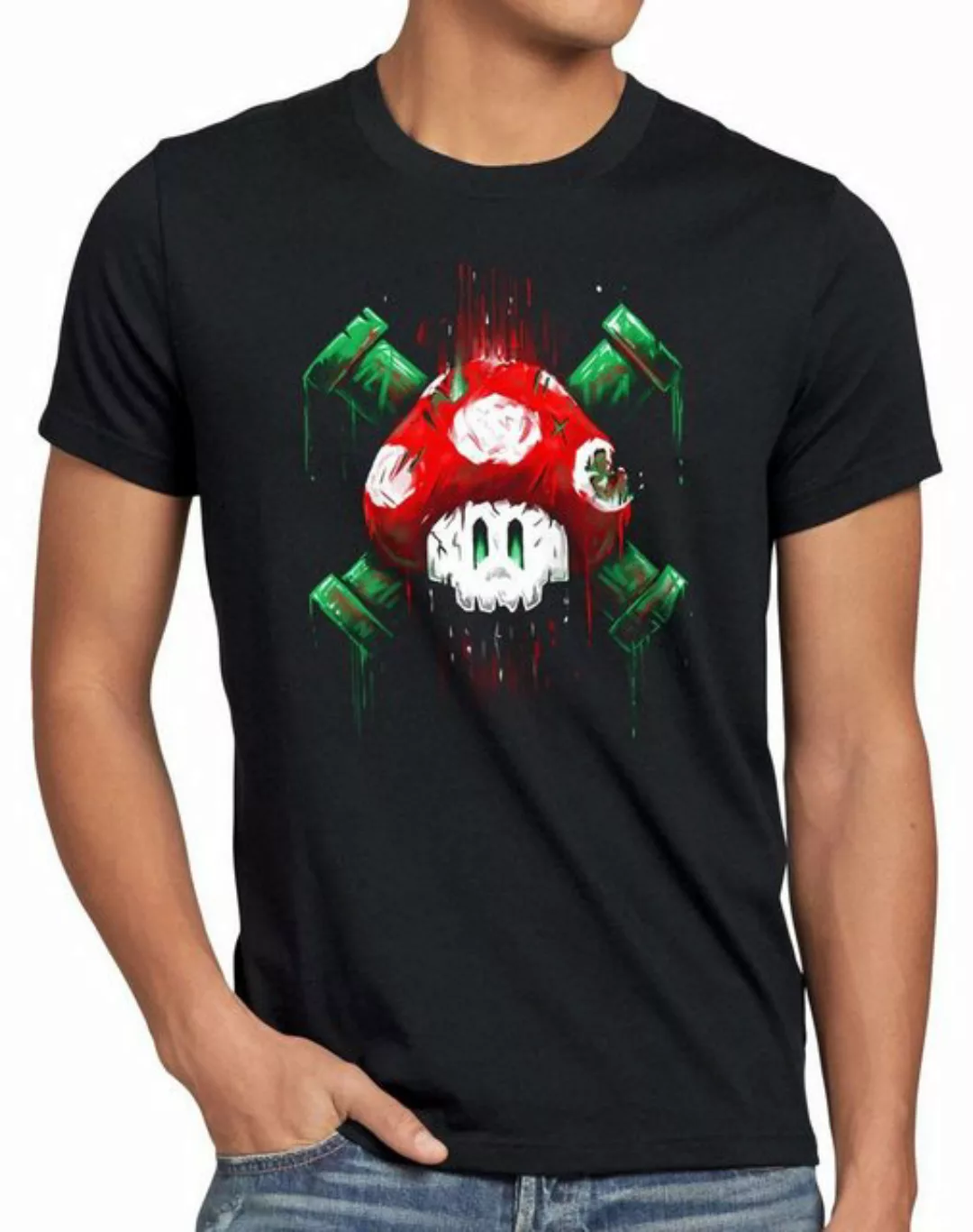 Print-Shirt Herren T-Shirt Mario Totenkopf videospiel super world switch sn günstig online kaufen