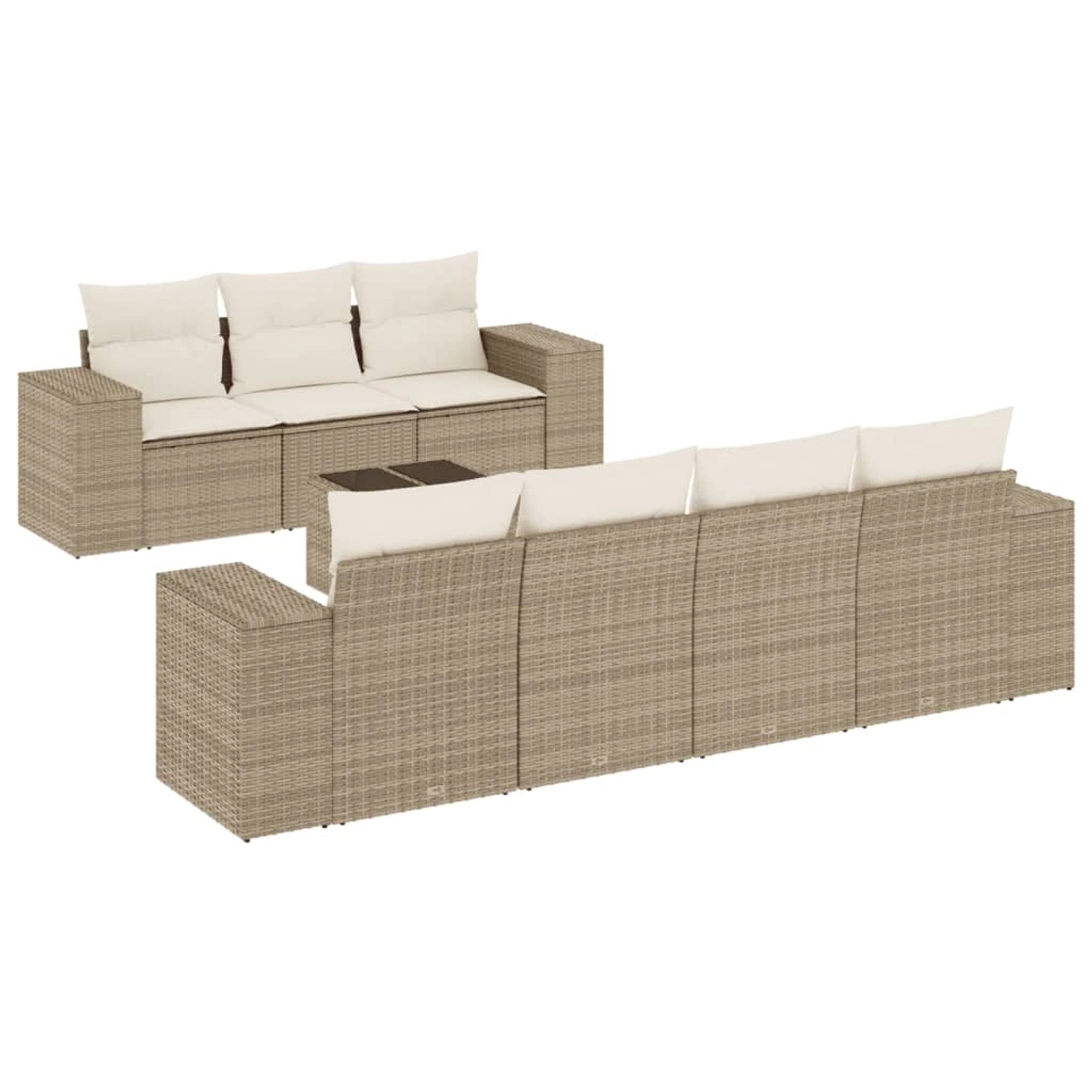vidaXL 8-Tlg Garten-Sofagarnitur mit Kissen Beige Poly Rattan 3254665 günstig online kaufen