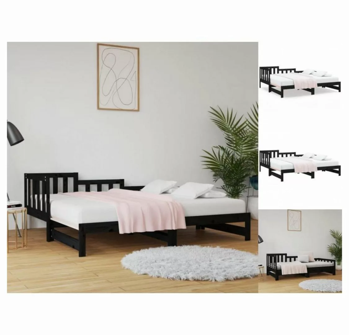 vidaXL Gästebett Tagesbett Ausziehbar Schwarz 2x90x200 cm Massivholz Kiefer günstig online kaufen