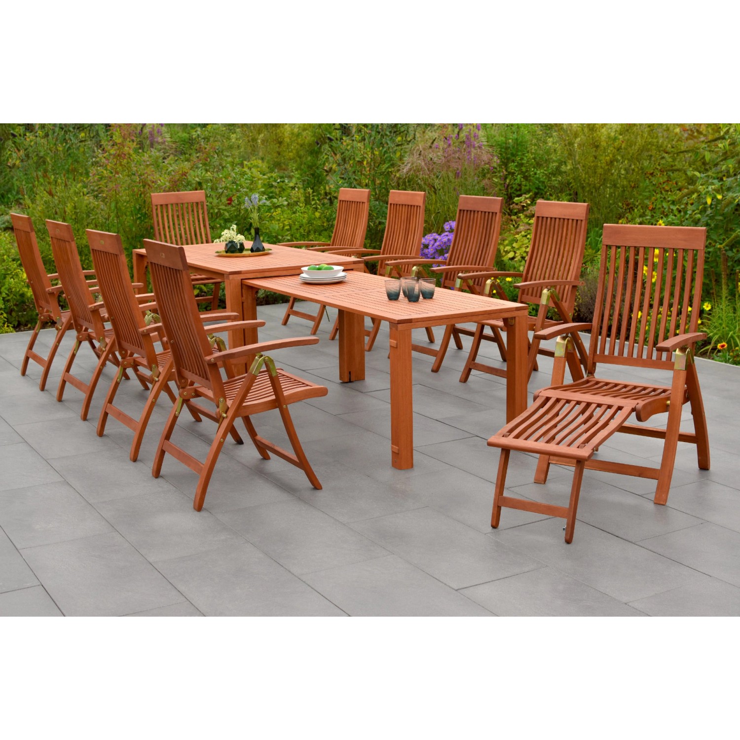 Merxx Comodoro Set 11-tlg 10 Klappsessel Auszieh-Gartentisch 185 (370)x90 ( günstig online kaufen