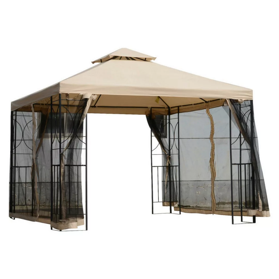 Outsunny Metallpavillon mit Moskitonetz beige günstig online kaufen