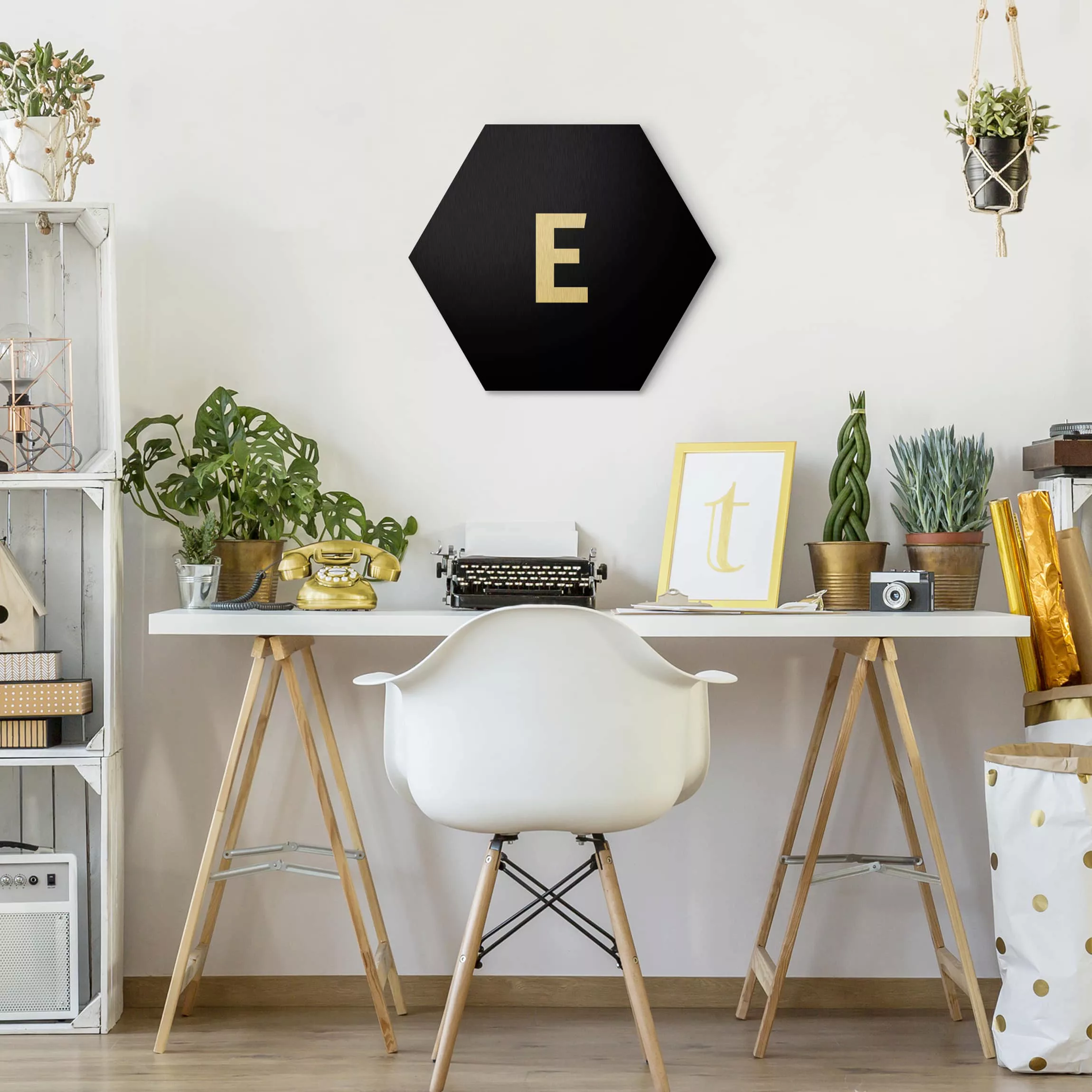 Hexagon-Alu-Dibond Bild Buchstaben Buchstabe Schwarz E günstig online kaufen