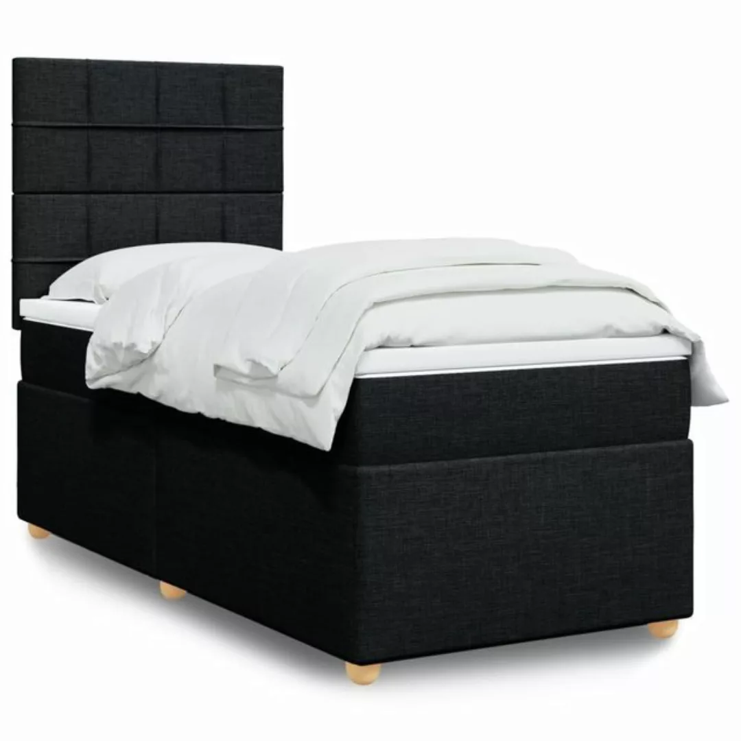 vidaXL Boxspringbett, Boxspringbett mit Matratze Schwarz 80x200 cm Stoff günstig online kaufen