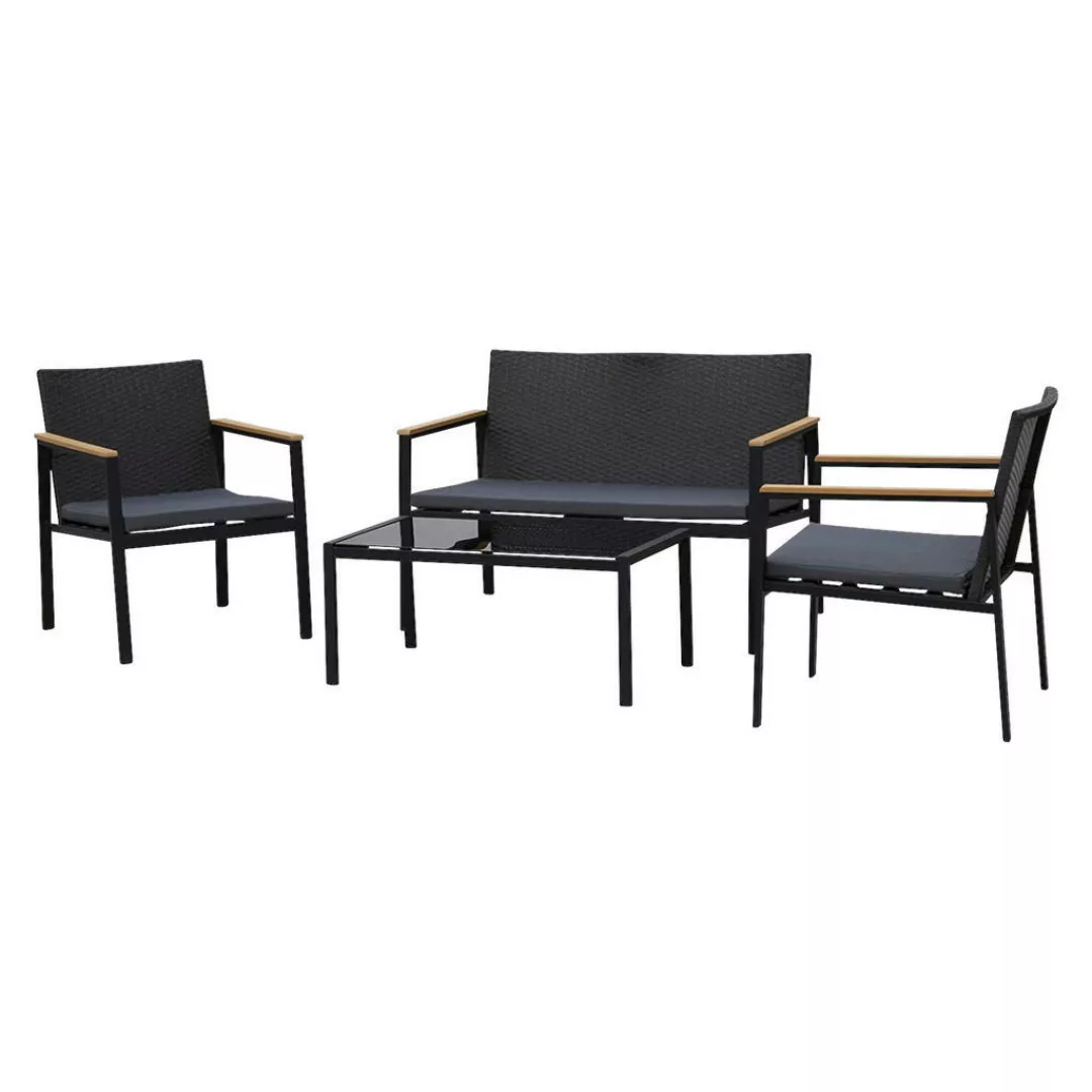 Outsunny Polyrattan Sitzgruppe als 4-teiliges Set schwarz/grau günstig online kaufen
