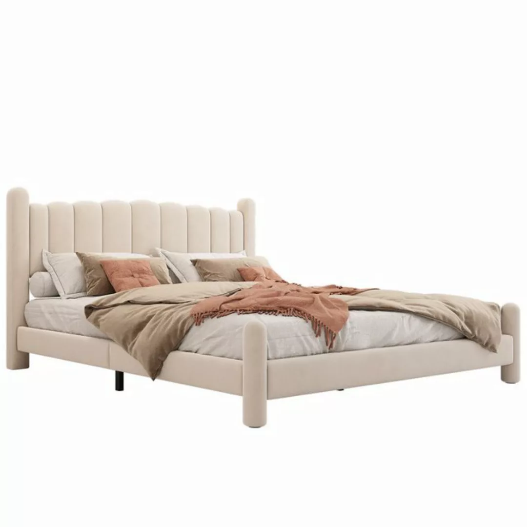 Rutaqian Polsterbett Doppelbett Bettgestell 160/180×200 cm Zylindrische Stü günstig online kaufen