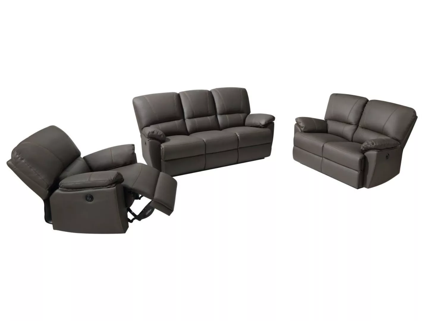 Relaxsofa Ledergarnitur elektrisch 3+2+1 - Braun - MARCIS günstig online kaufen