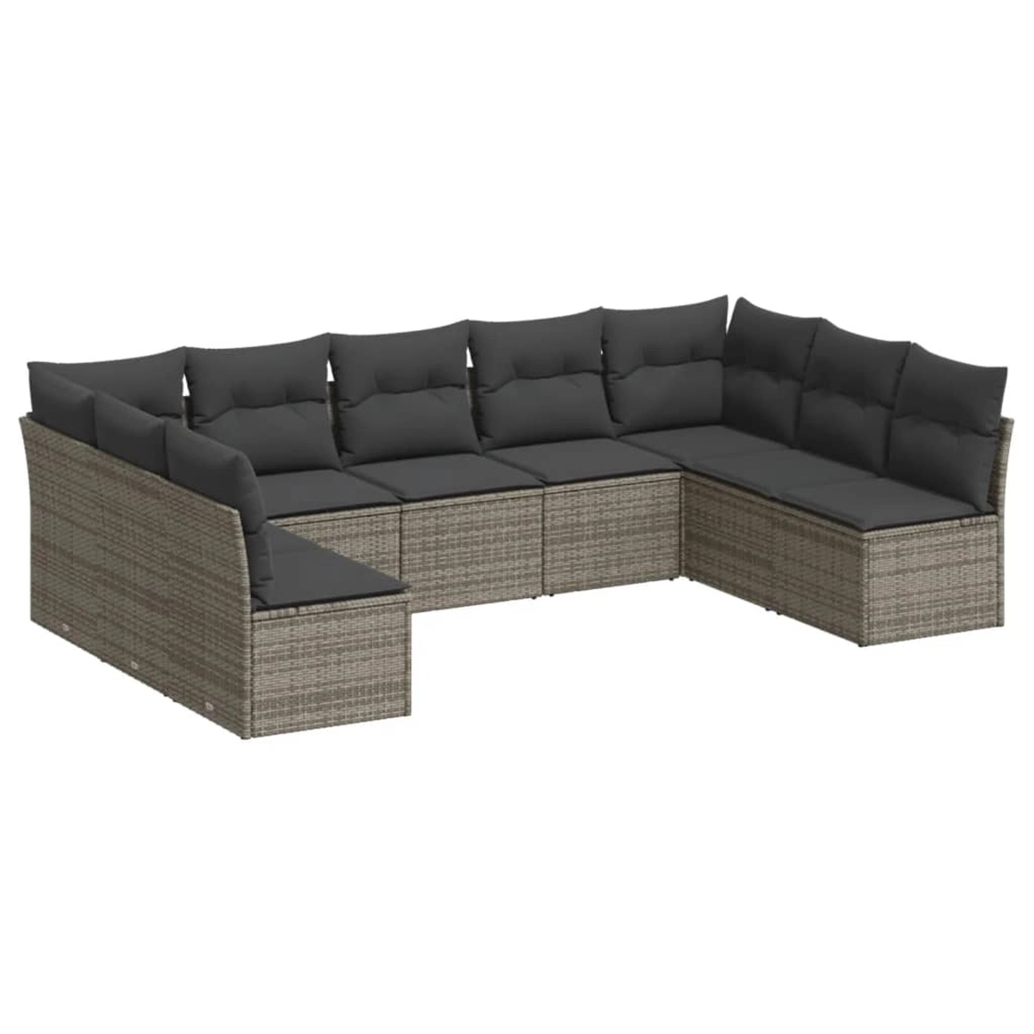 vidaXL 9-tlg Garten-Sofagarnitur mit Kissen Grau Poly Rattan Modell 7 günstig online kaufen