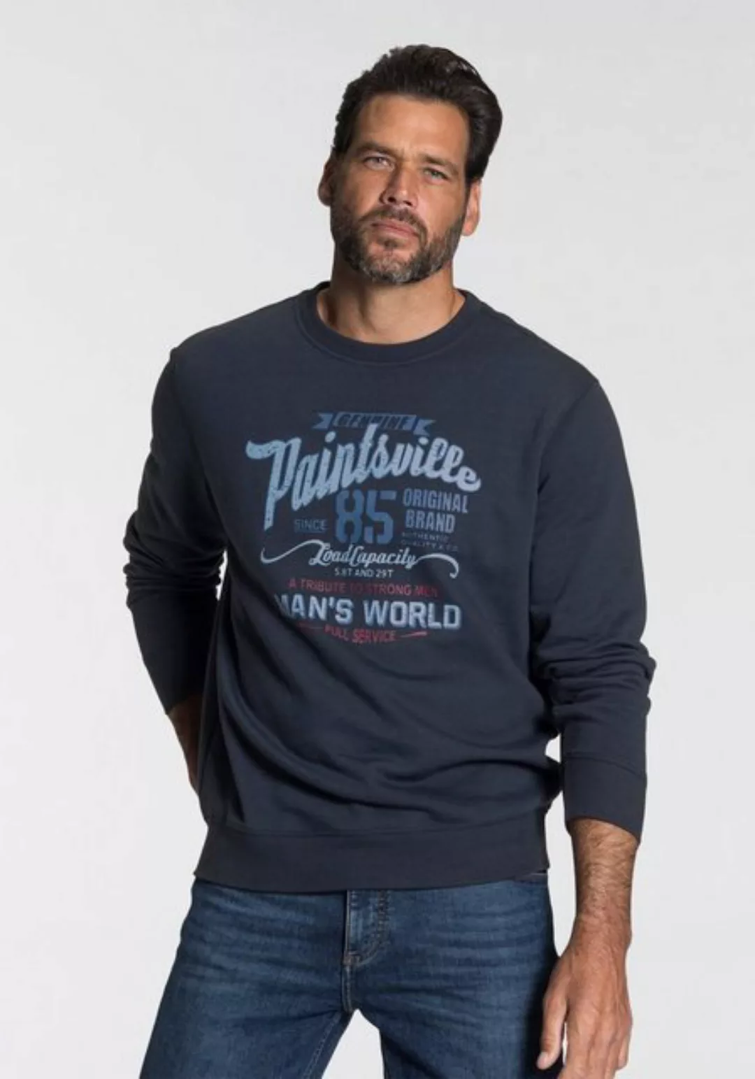 Man's World Sweatshirt Langarm, lässiger Print, Rundhals, aus Baumwollmisch günstig online kaufen