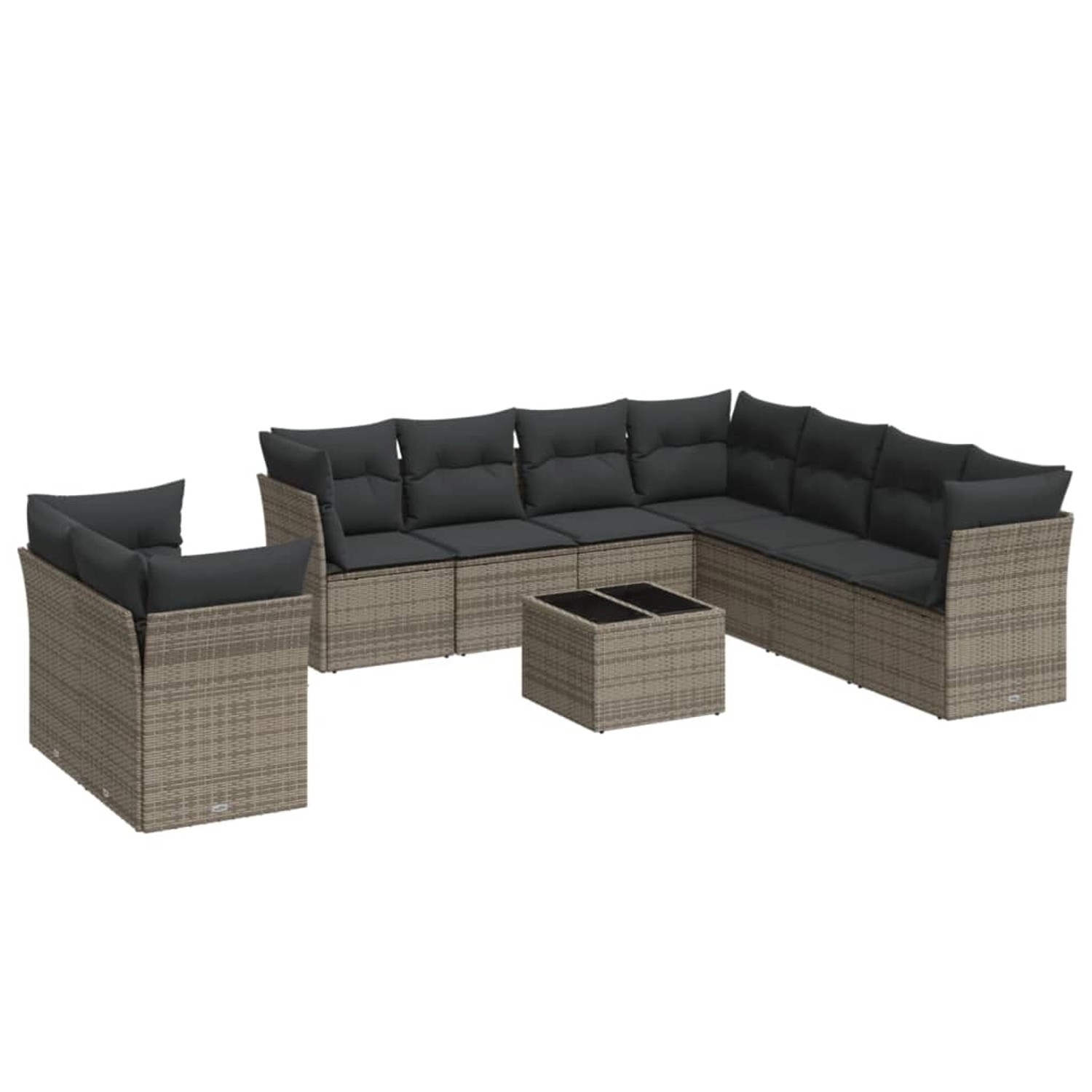 vidaXL 10-Tlg Garten-Sofagarnitur mit Kissen Grau Poly Rattan 3217850 günstig online kaufen