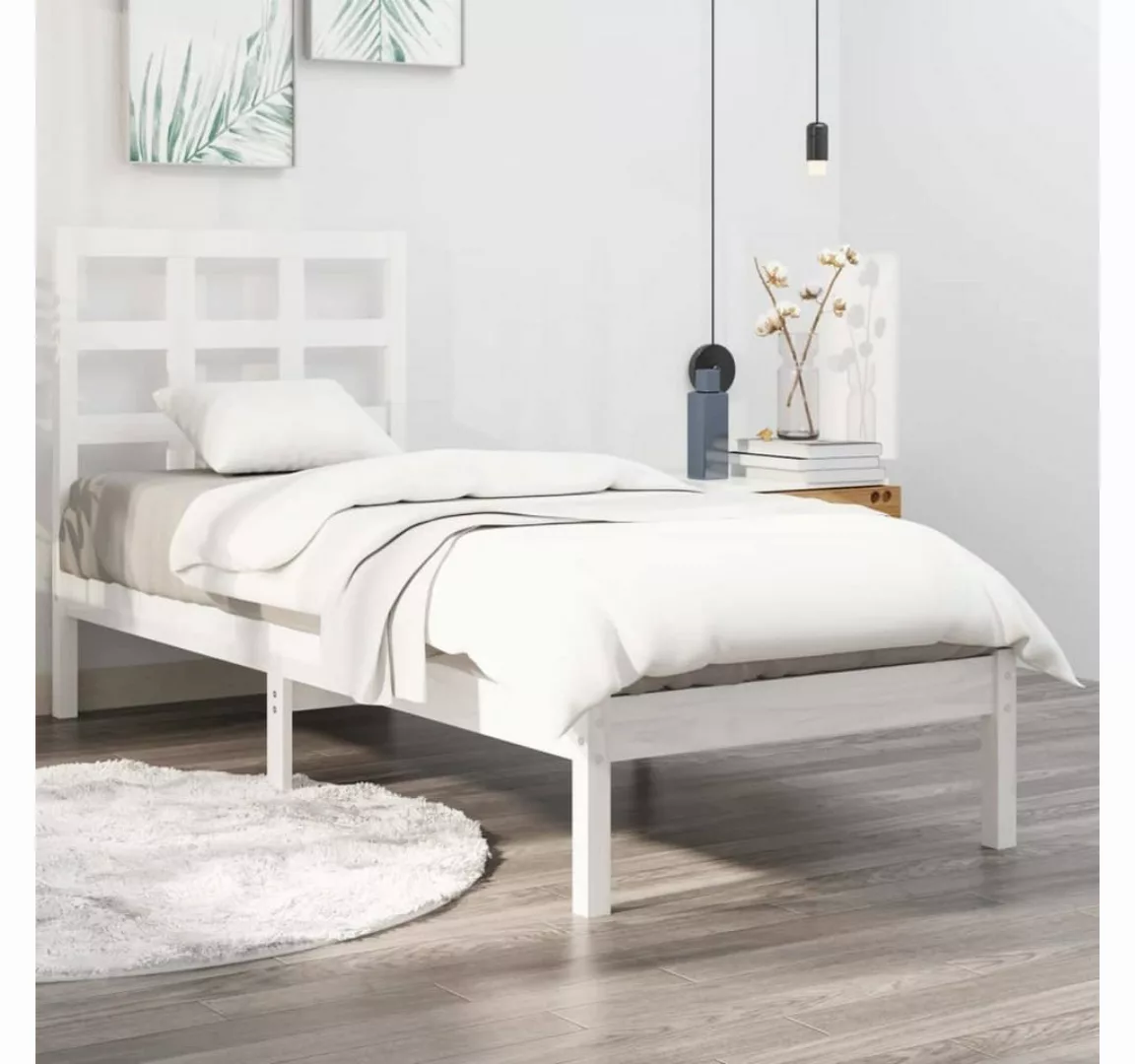 vidaXL Bett Massivholzbett Weiß 90x200 cm günstig online kaufen