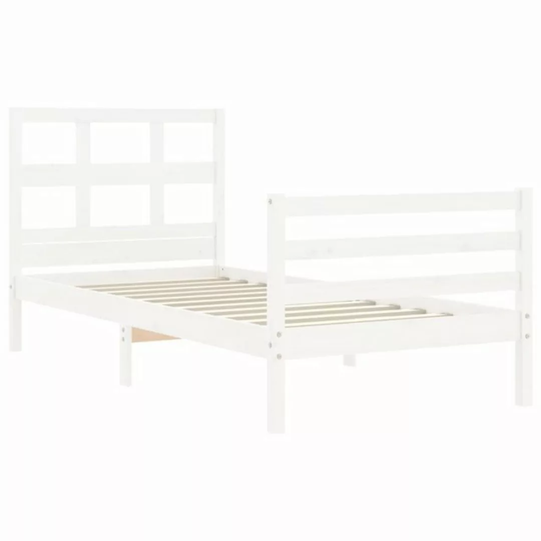 vidaXL Bett Massivholzbett mit Kopfteil Weiß 90x200 cm günstig online kaufen