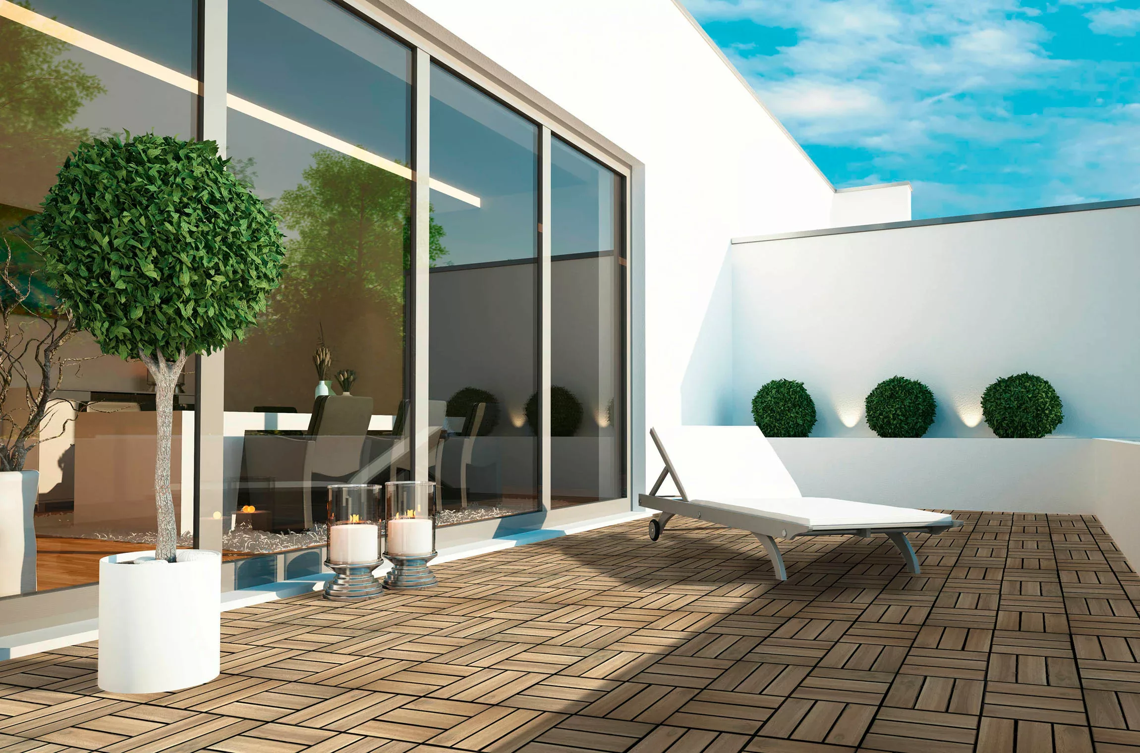 Gartenfreude Fliesen 10er-Set Holzfliesen Klicksystem beige/braun günstig online kaufen