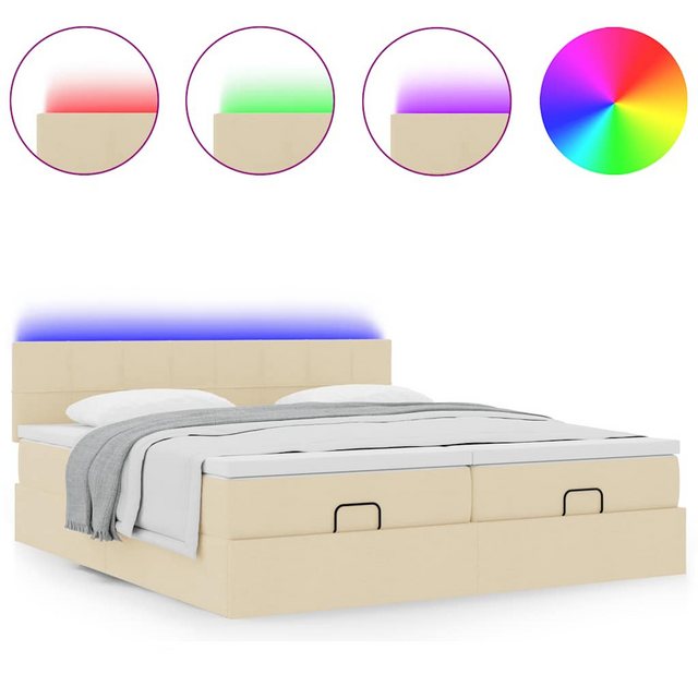 vidaXL Bett Ottoman-Bett mit Matratzen & LEDs Creme 160x200 cm Stoff günstig online kaufen