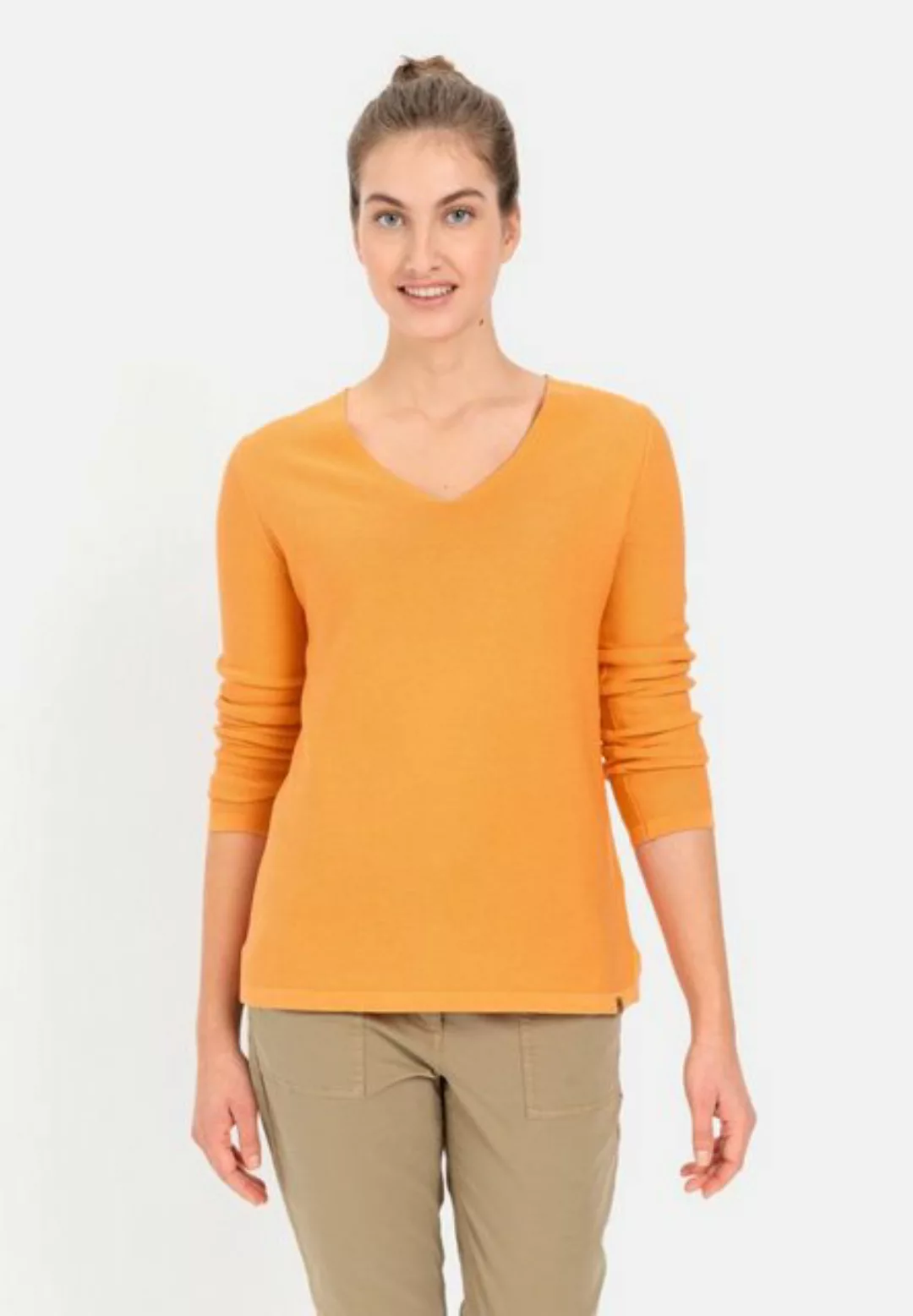 camel active Strickpullover mit V-Ausschnitt Markenlabel günstig online kaufen