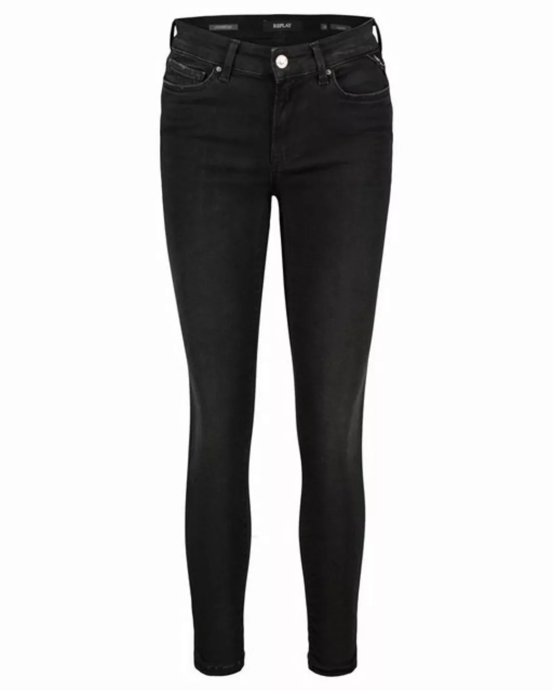 Replay Damen Jeans Luzien - Skinny Fit - Hyperflex - Schwarz - Black Denim günstig online kaufen