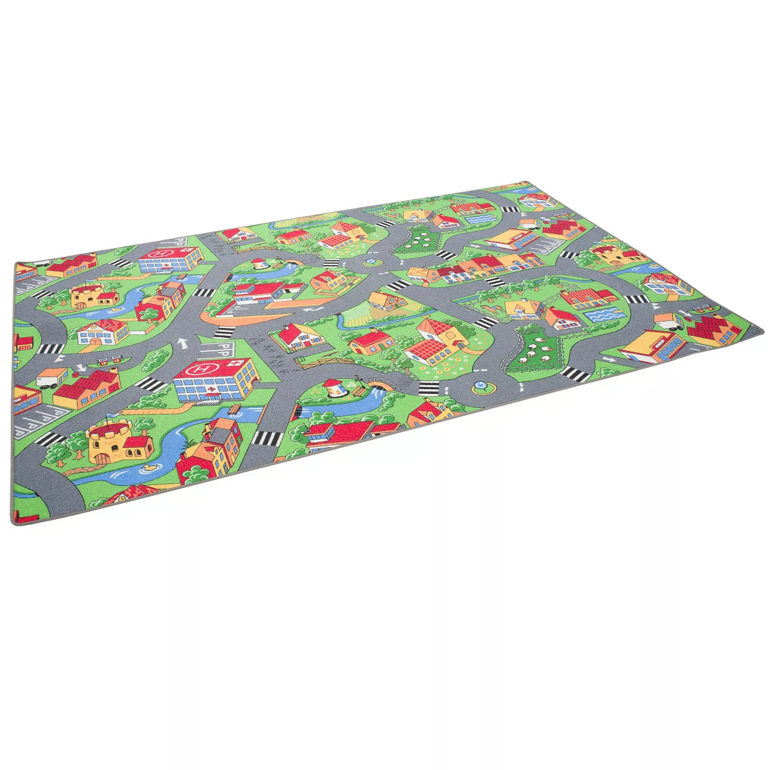 Snapstyle Kinder Spiel Straßenteppich Grün 133x133cm günstig online kaufen